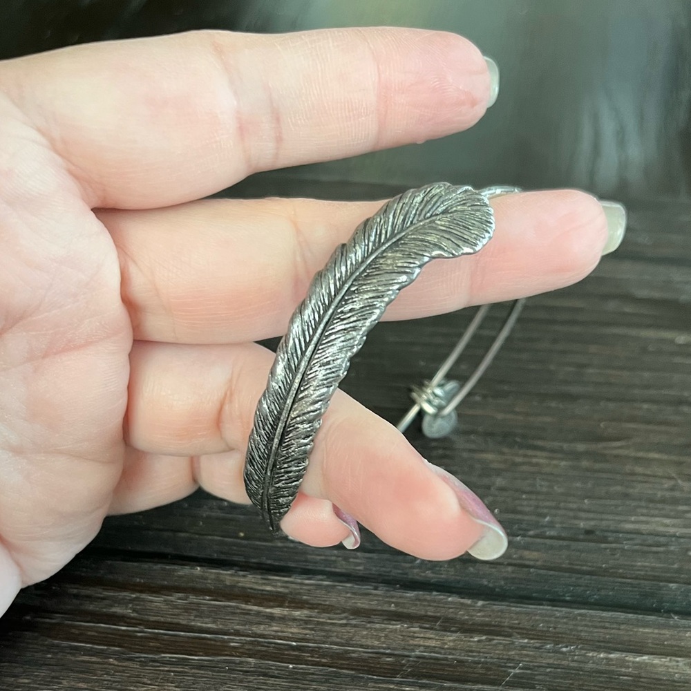 Alex and Ani Vintage Silver feather bracelet